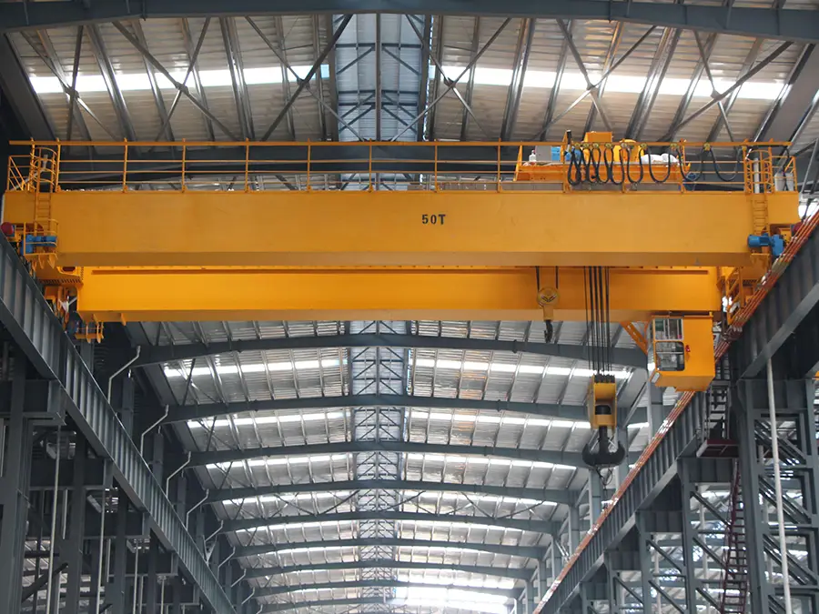 Overhead crane hook in a factory lifting system