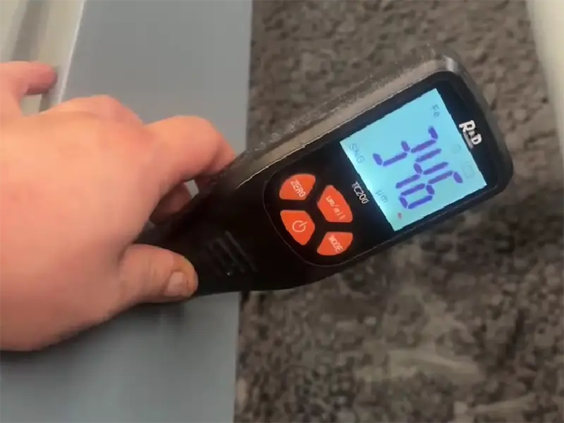 Thickness test of rail coating using TC200 gauge device