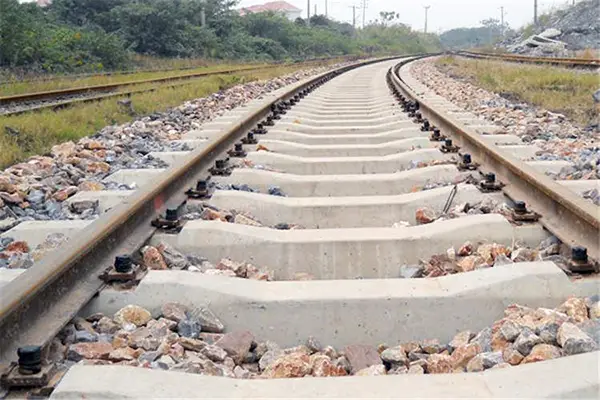 railway sleepers supporting steel rails