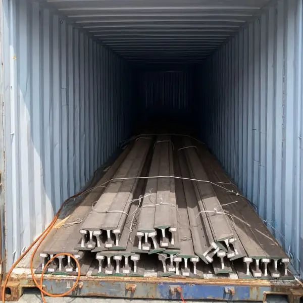 50EB-T Rail securely loaded into shipping container for export