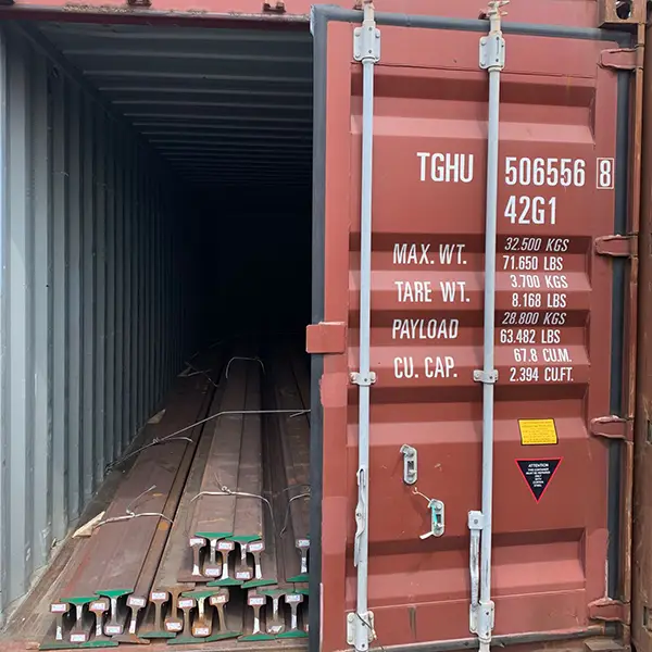 Bundled 50EB-T type Rail prepared for international shipment