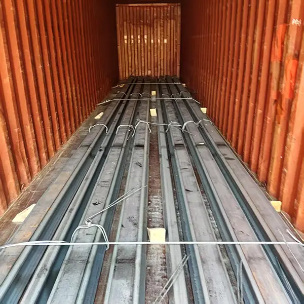 Inside container with railway rails