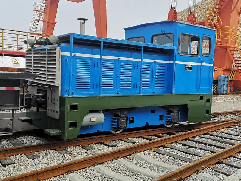 mining rail transport with ore cars on railway rails
