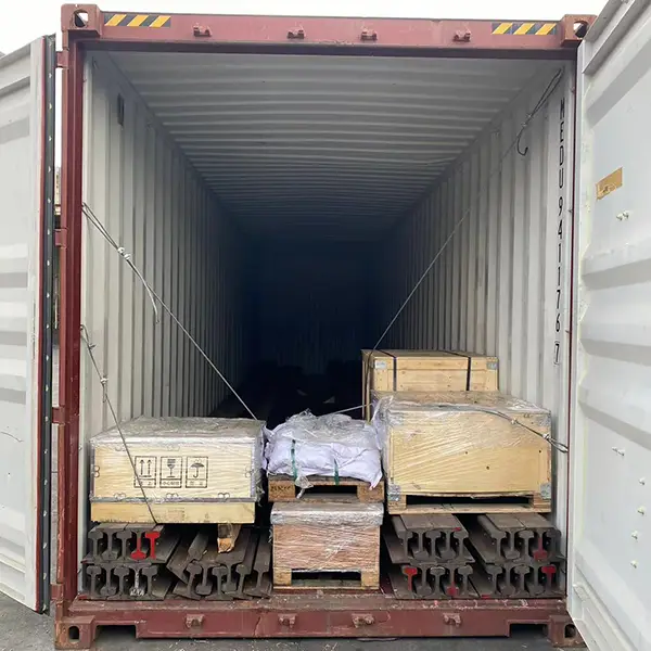 Heavy rails packed for sea transport