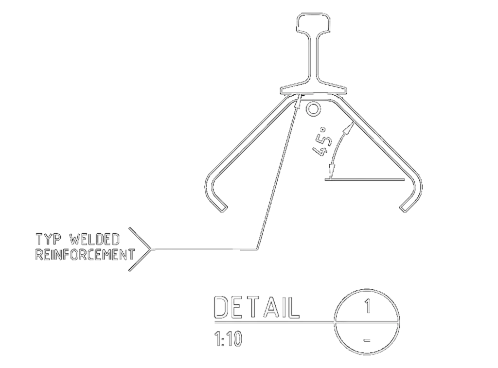 Custom rail bottom support frame drawing