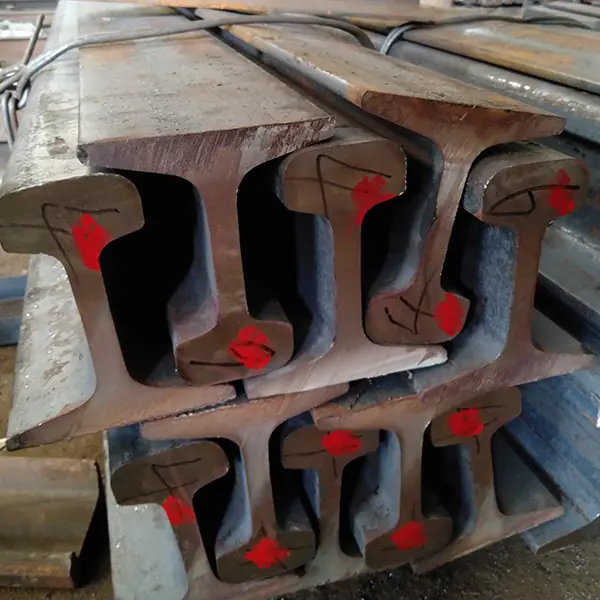 Bundled steel bars in outdoor stockyard