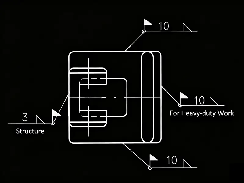 Welding diagram showing TG43 rail clamp base welded to crane beam flange