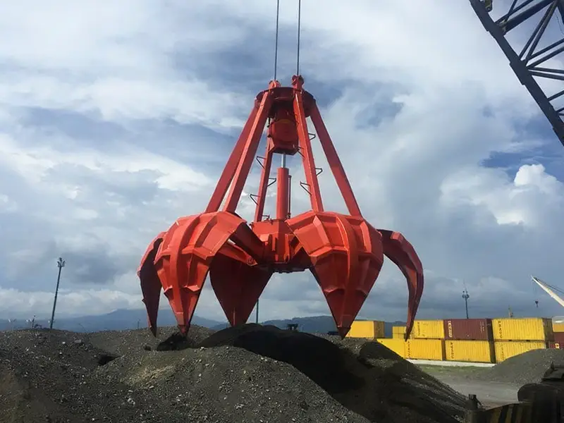 Mechanical four rope orange peel grabs