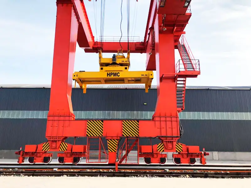 Heavy-duty gantry crane rail in port operation - rail steel under extreme load