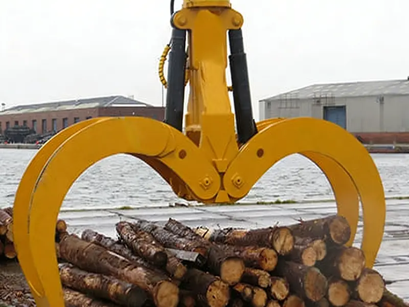 Yellow Timber Grapple Handling Logs