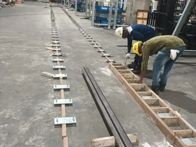A100 gantry crane rail installation at Singapore shipyard