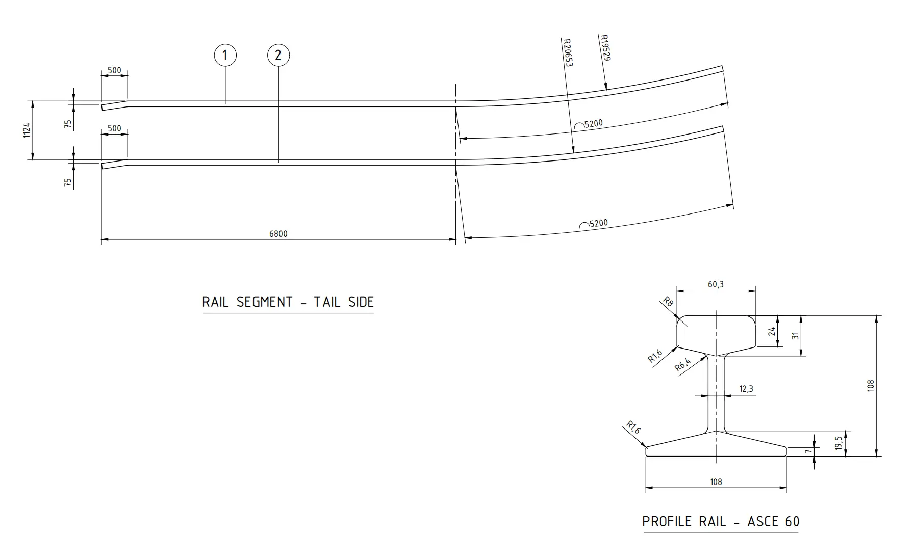 Client's original drawing – RAIL SEGMENT TAIL SIDE APRON CONVEYOR NAR-1