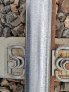 Rail track after maintenance grinding