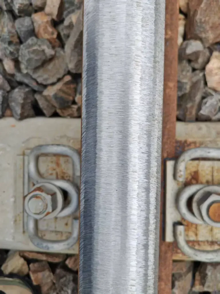 Rail track after maintenance grinding
