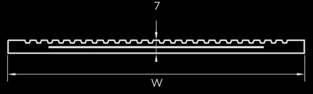 Steel‑reinforced continuous rubber pad cross‑section