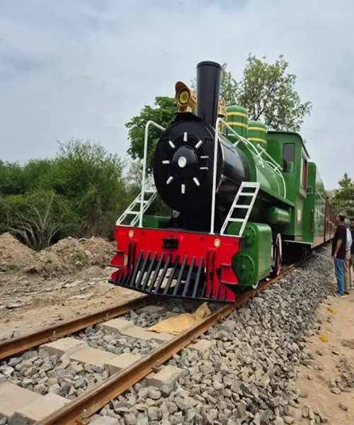 Tourist train on completed P22 rail track