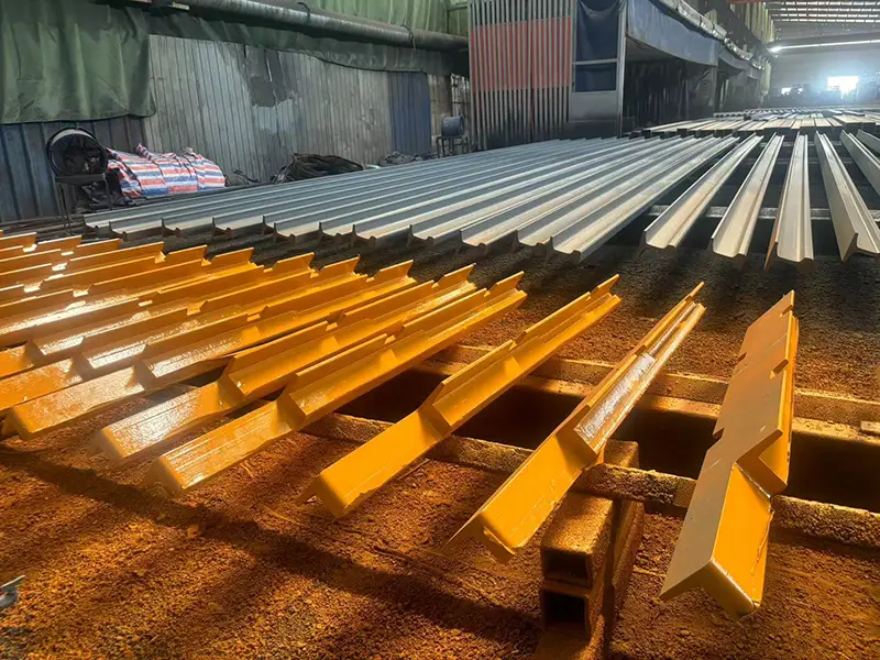 Coated rails in factory