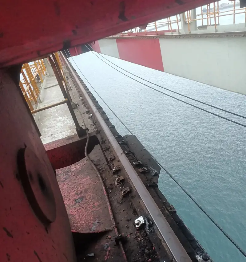 STS crane rail installed at port terminal