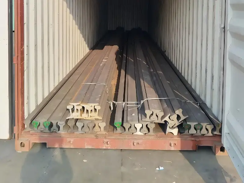 Crane rails prepared for export shipment