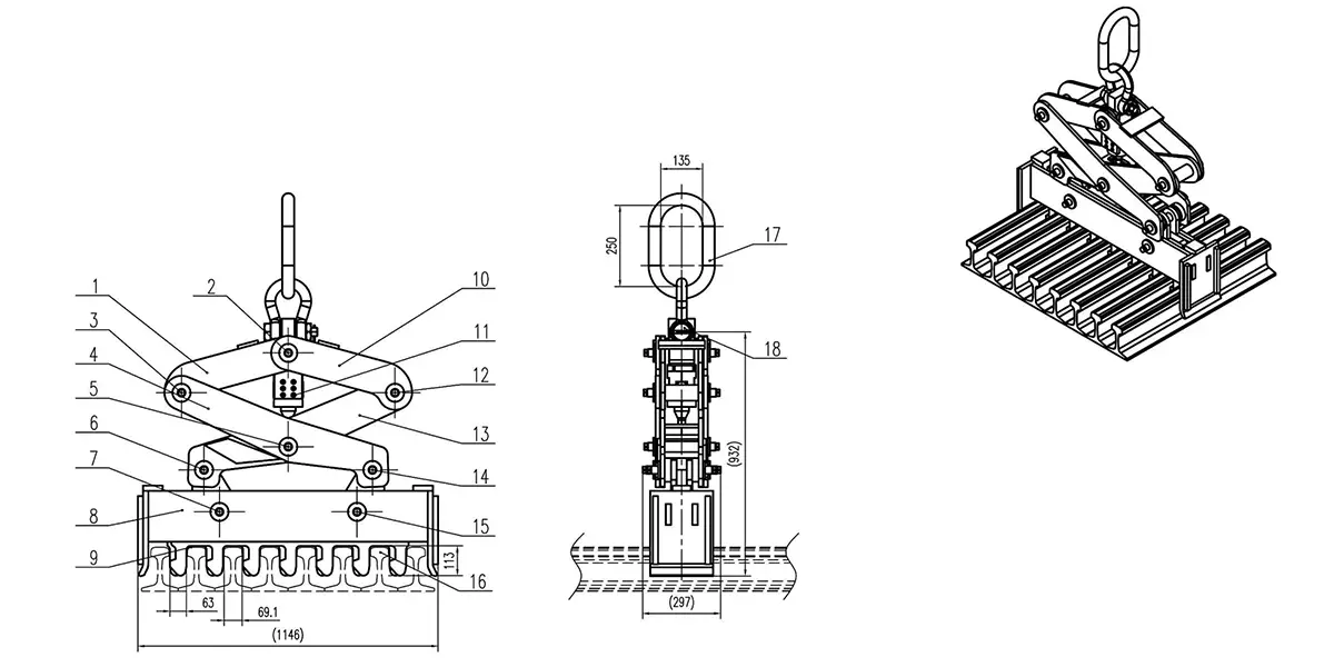 115RE rail handling equipment technical drawing