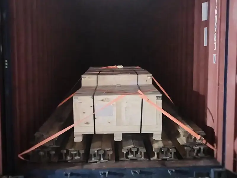 Crane rail accessories loaded in container for Chile project