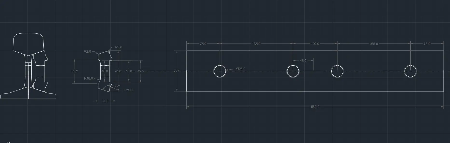 Optimized fishplate drawing matching S49 rail profile