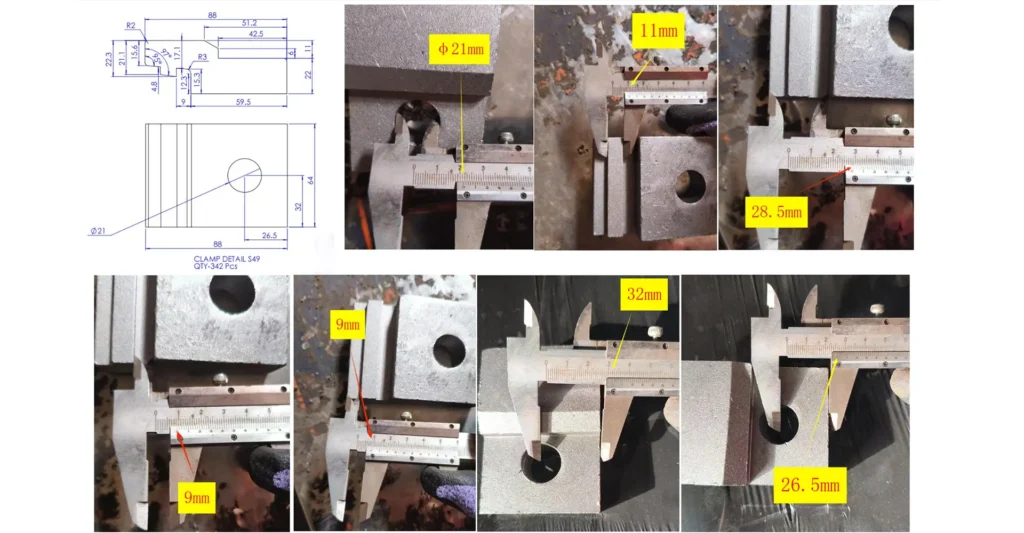 Rail clip size measurement before shipment