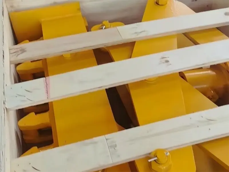 Rail handling equipment packed in wooden case