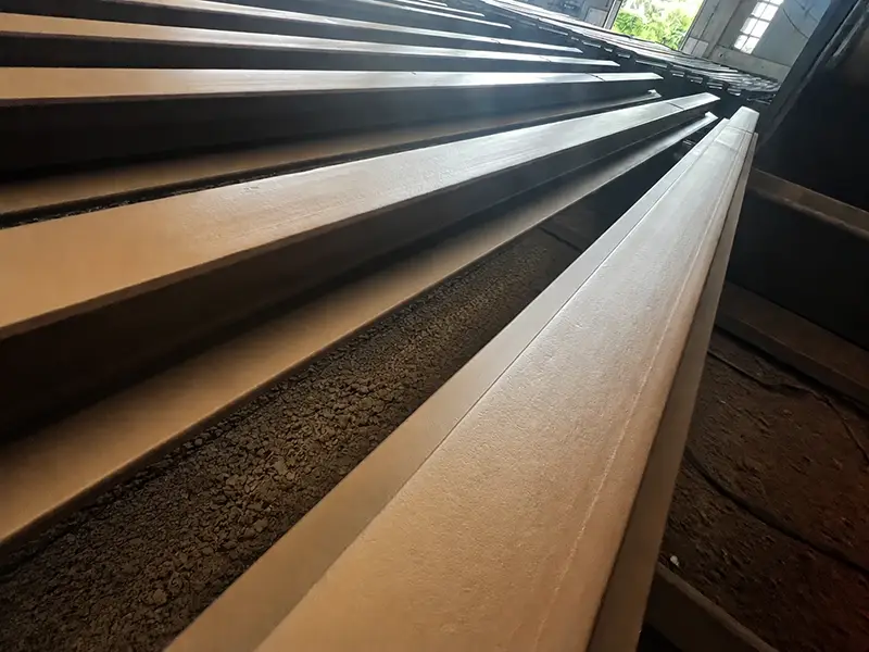 Jotun-coated A100 crane rail sections prepared for drying
