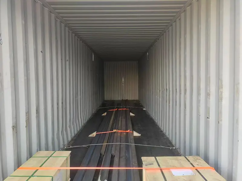 QU70 rail secured inside container for Israel