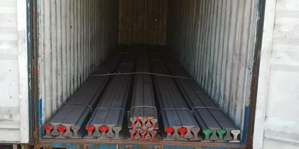 Indian Standard Rail loaded into container for shipping